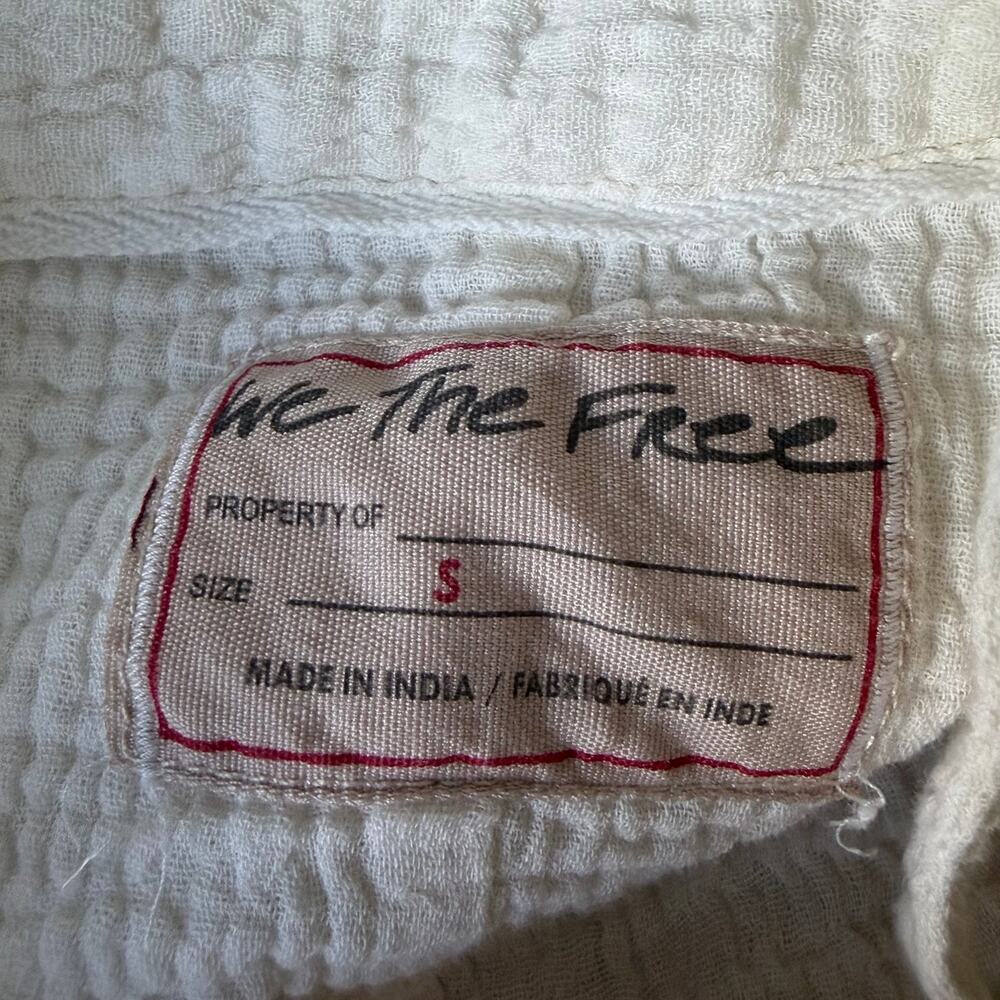 Free People We the Free Cardiff Cotton Gauze Button Up Shirt S Cream Oversized - Picture 8 of 9